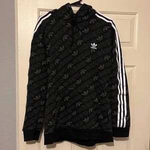 Men’s Adidas Hoodie. Gray/Black/White. Size Large.